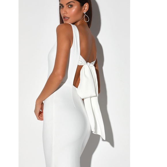 NEW LULUS This Bliss IVORY Sleeveless TIE-BACK Mermaid Maxi WEDDING DRESS Gown - Picture 10 of 16